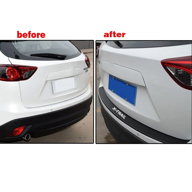 For NISSAN Qashqai leather Carbon fiber Styling Rear Bumper Trunk Guard Plate