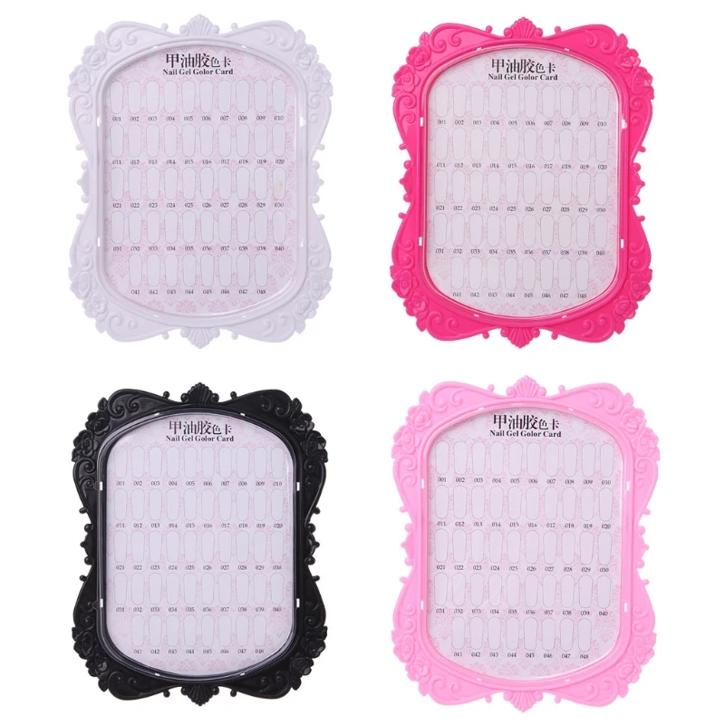 

Double-sided 48 Color Cards Nail Art Tips Chart Display Rack Polish Palette Stand Showing DIY 4 colors rack practice card board