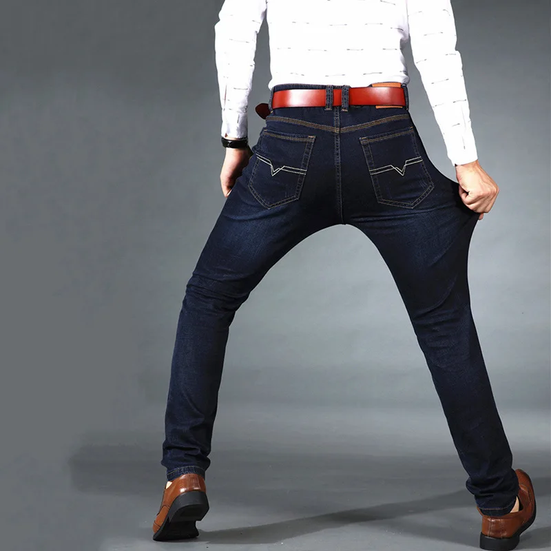 Корейская версия повседневные Простые жаккардовые стрейч прямые талии мягкие брюки тонкие мужские джинсы бесплатная доставка