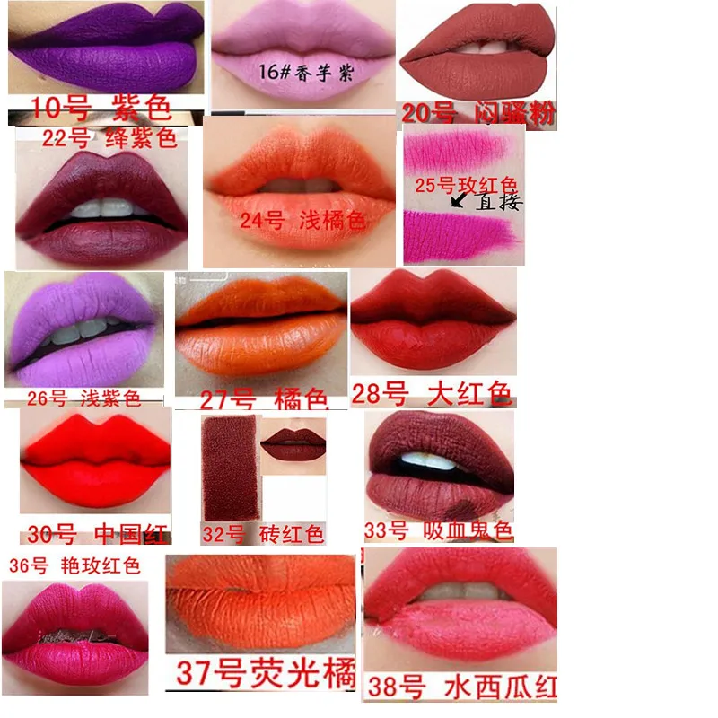 High quality 15 colors Lot Matte Lipstick Velvet Batom Lips Long-lasting Waterproof Liquid Matte lip gloss Beauty Makeup High quality 15 colors Lot Matte Lipstick Velvet Batom Lips Long-lasting Waterproof Liquid Matte lip gloss Beauty Makeup