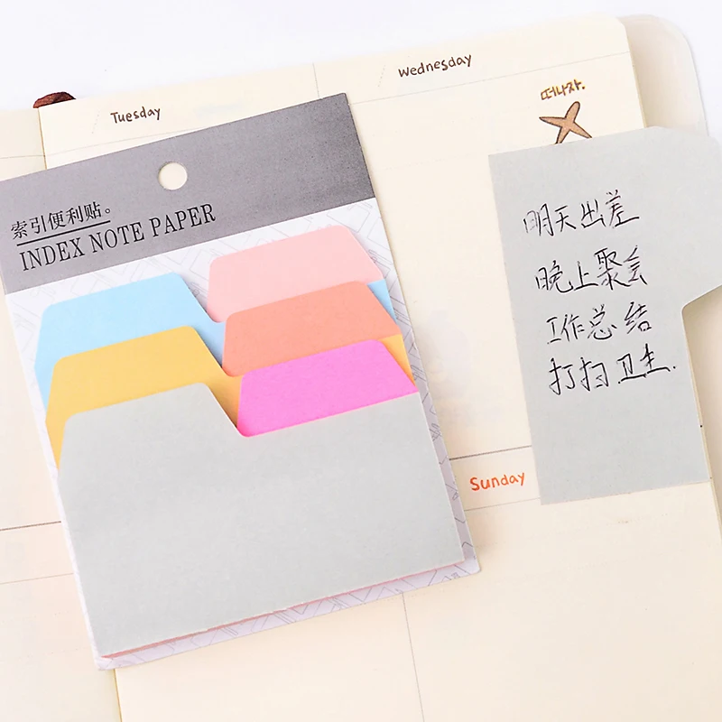 

6 Colors 90 Sheets Writable Index Note Paper Sticky Notes Memo Pad Stationery Office Accessory School Supplies