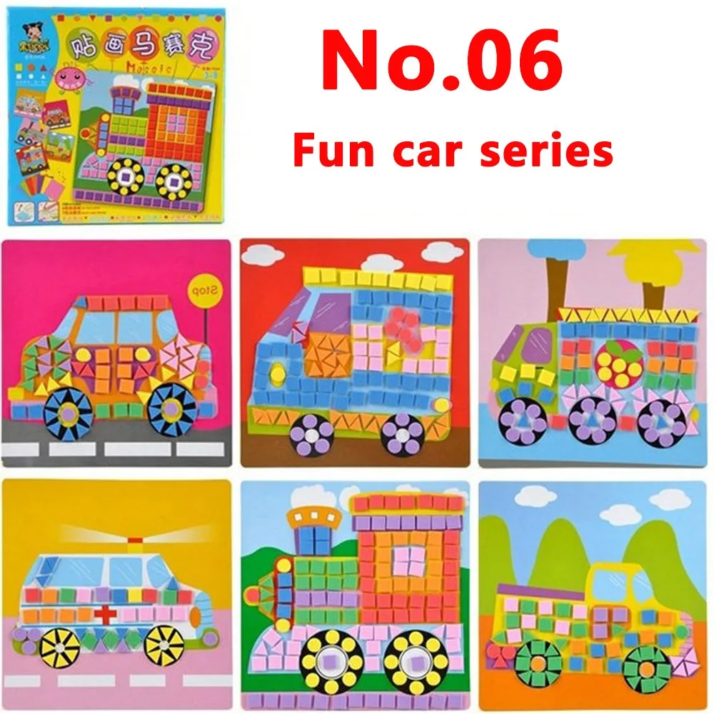 6 шт./компл. детские наклейки-пазлы игрушки eva, мозаичный художественный ферма Развивающие детские животные цветы транспорт автомобили детский подарок на день