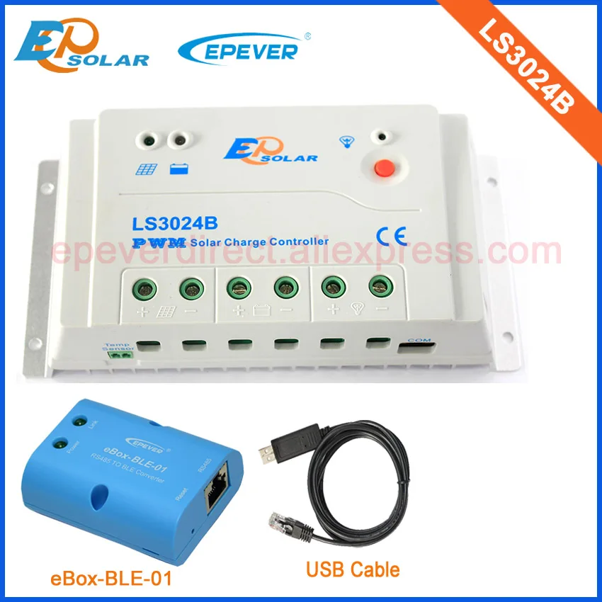 

12V volts Solar battery Charger regulator EPEVER products lS3024B 30A controller bluetooth eBOX and USB cable PWM solar system