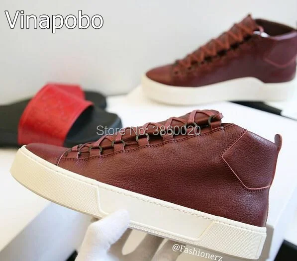 

2018 High Quality Limited Edition Mens Casual Flats Shoes Original Leather Mans Shoes Lace-up High Top Shoes Outdoor Style Shoes