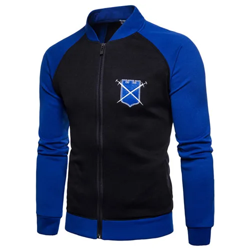 Navy Blue Мужская спортивная куртка для гольфа со стоячим воротником, мужская толстовка с вышивкой в стиле хип-хоп на осень и зиму, спортивная куртка для гольфа - Цвет: Navy Blue