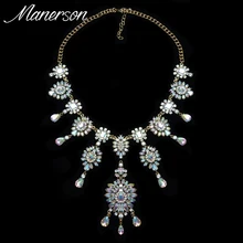 2016 de Moda de Lujo Joyería de Las Mujeres Collar de Flores Colgante AB Crystal Collar Gargantilla Collier Femme Maxi Boho Declaración Accesorio