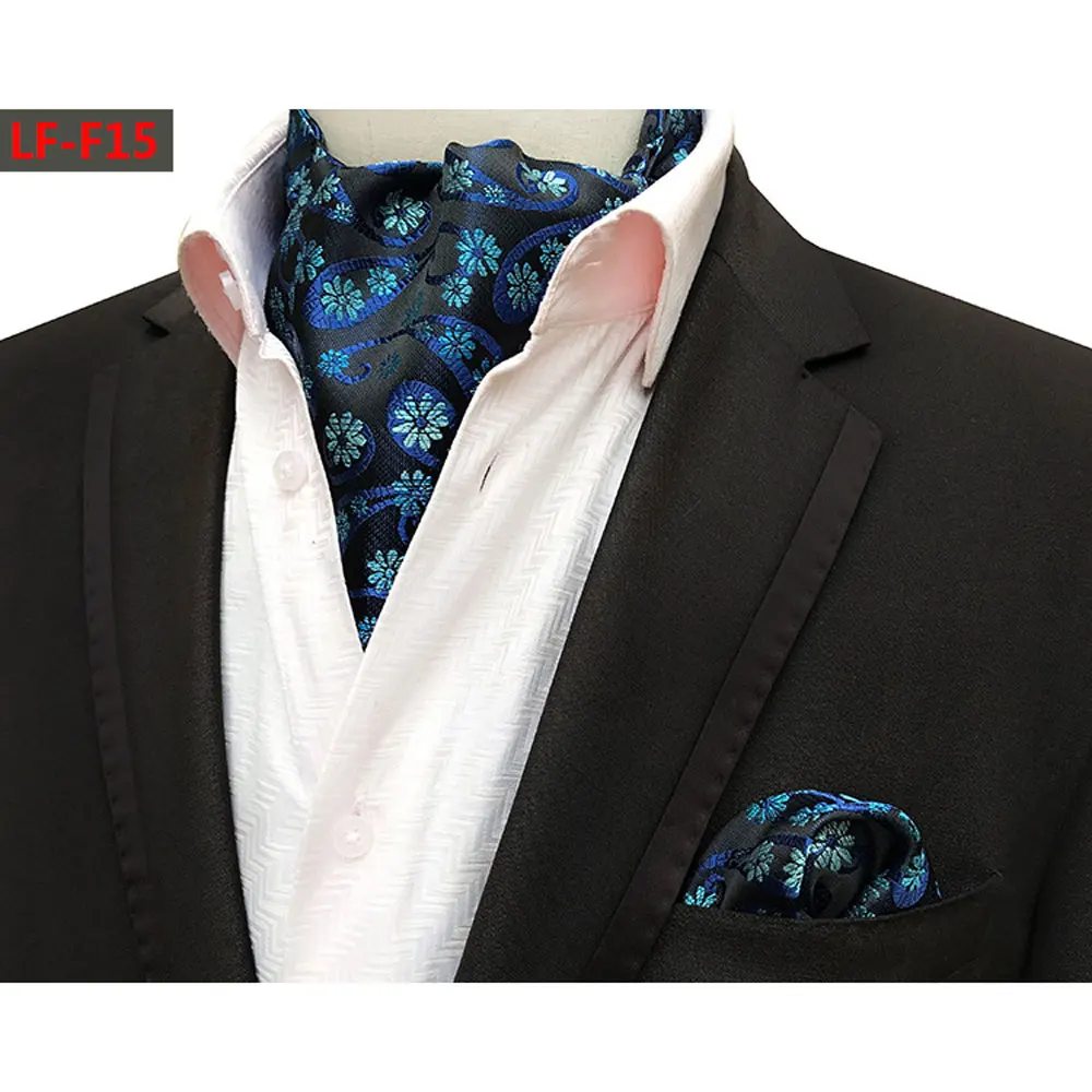 Мужской яркий цвет Пейсли Цветочный аскотский галстук Карманный квадратный платок Набор HZTIE0330