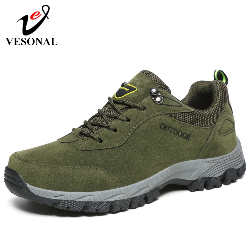 

VESONAL Brand Hiking Shoes For Male Adult Autumn Suede Leather Sneakers Men Casual Shoes Waterproof Footwear Walking Shoes 1712