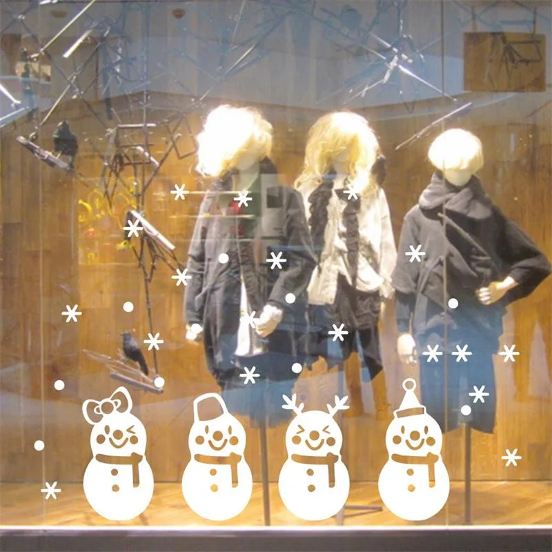 Снеговик Снежинка, рождественские украшения на окно, стекло, стену Стикеры для детских комнат наклейки витрину Декор подарок на год
