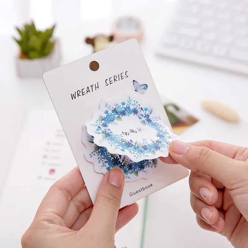 

memmo pad Korean creative stationery beautiful wreath notes Spring flowers note notes 30pager School Supplies
