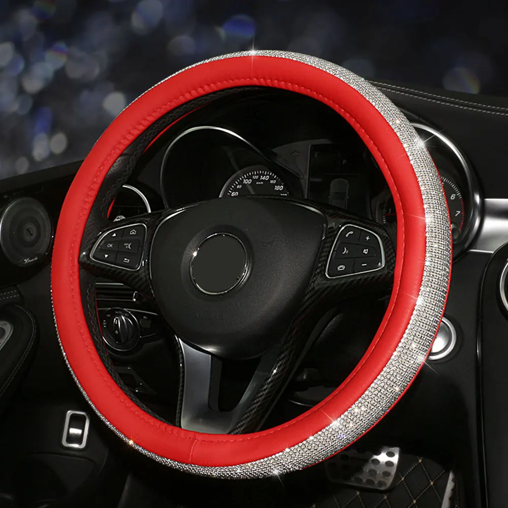 Рулевое колесо оплетка Руль крышка универсальный руль декоративная обертка защита с красивые кристаллы PU