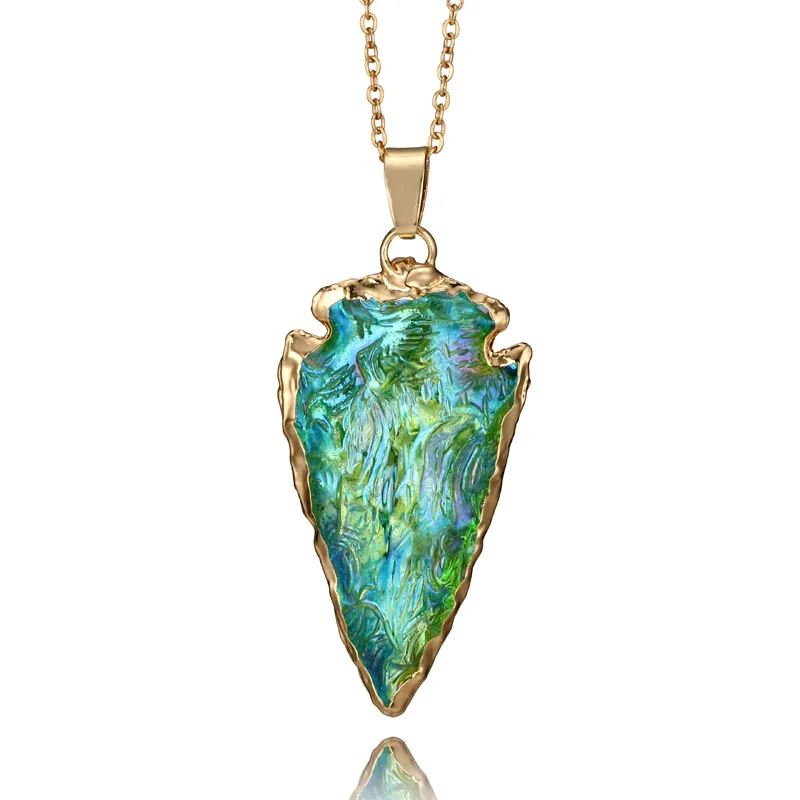 

2018 New Personality Rainbow Water Drop Quartz Pendant Necklaces for Women Girl Natural Stone Chains Necklace Party Jewelry