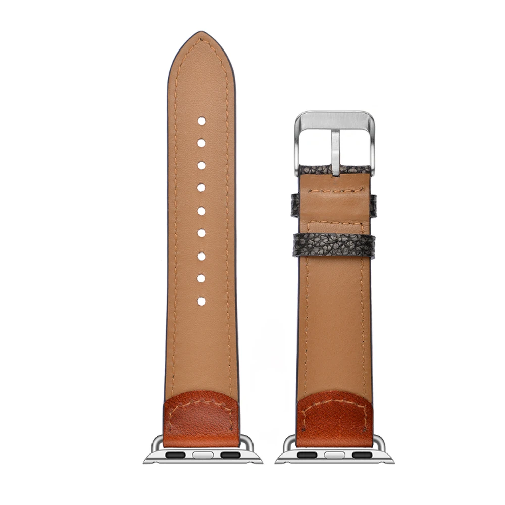 Ремешок из натуральной кожи для Apple watch band 44 мм 40 iwatch 42 38 браслет с каменным узором