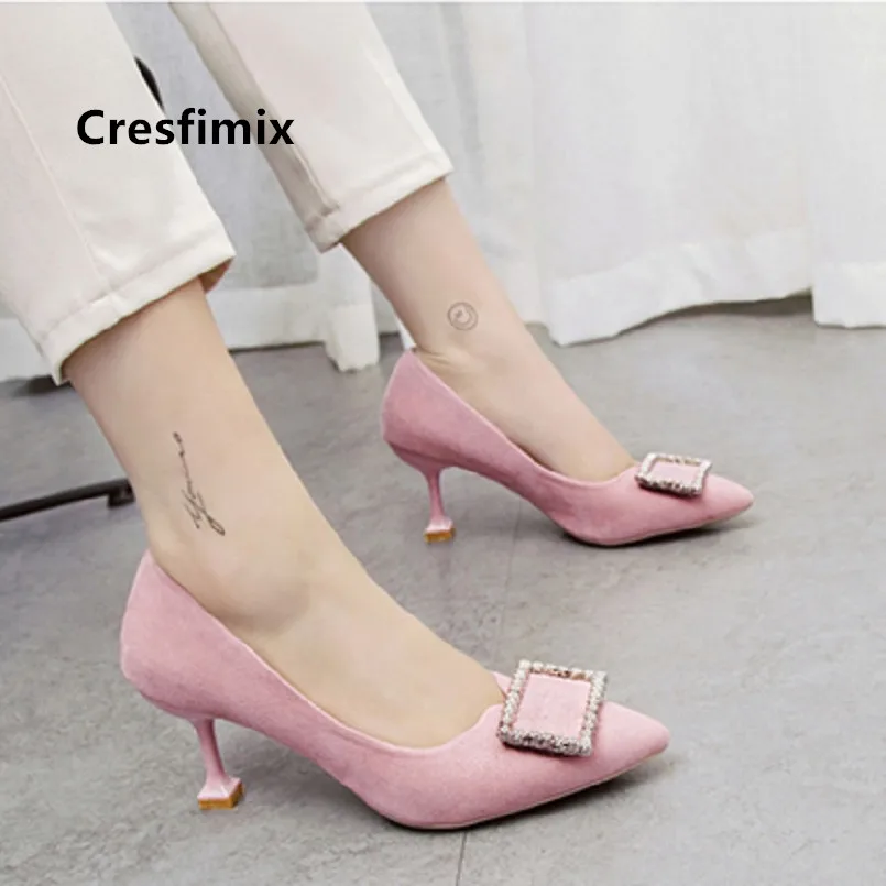 

Cresfimix female casual high quality sexy pink high heel shoes women fashion sweet party high heels Frauen High Heels a5399