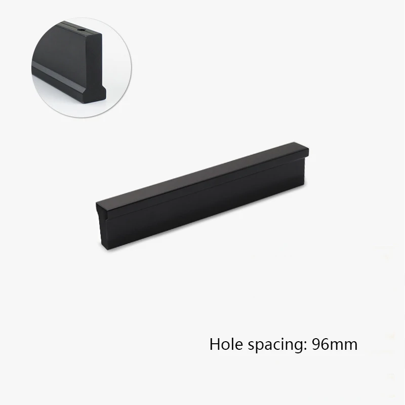 Местная черная ручка шкафчика из золотого алюминиевого сплава, современный минималистичный длинный тяга, мебель для спальни, шкаф для обуви, повышающая ручка - Цвет: Elegant black CC96mm