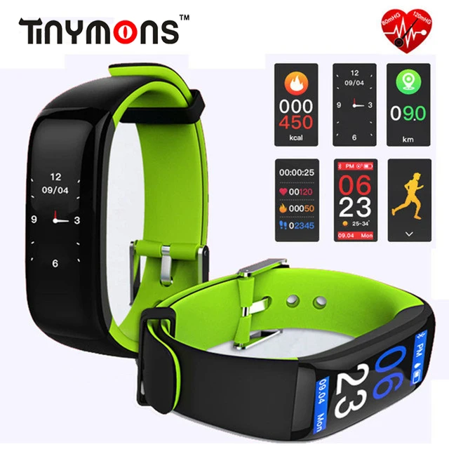 Смарт-браслет Tinymons P1 Plus с Bluetooth пульсометром и монитором кровяного давления
