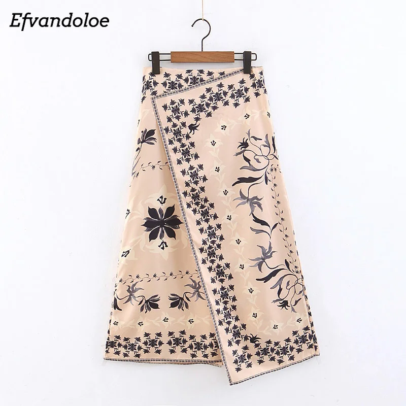 EFvandoloe البوهيمي طويل تنورة الأزهار غير النظامية تنحنح إمرأة قيعان 2019 الصيف عطلة الشاطئ خمر التنانير