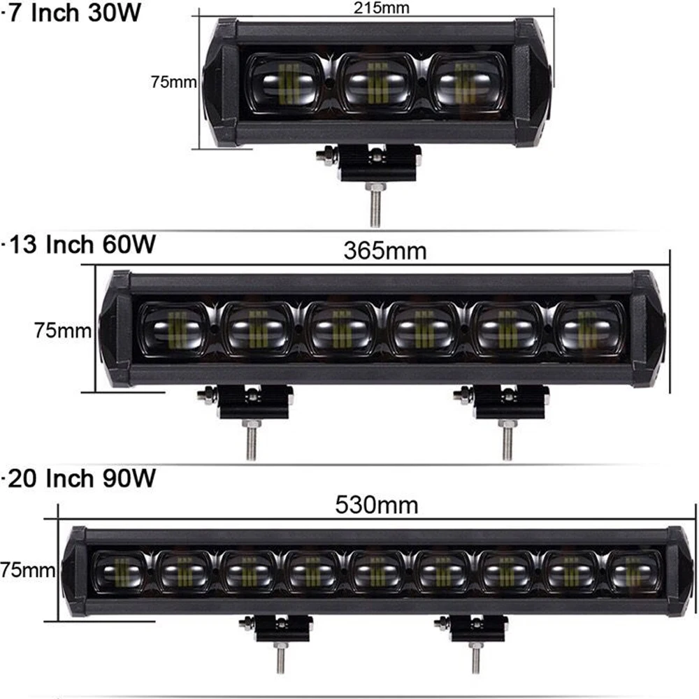 6D Lens 30W 60W 90W 120W Single Row Led Light 4x4 Offroad Bar For Off road 4WD Truck 12V 24V Trailer Waterproof LED Work Light (25)