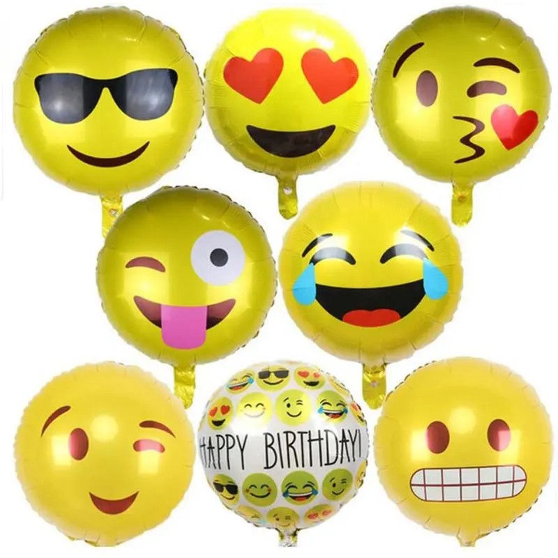 

10pcs 18 inch Emoji Foil Ballon Birthday Wedding Party Decor Emoji Helium Balls Bubble For Photobooth Props Party Favors For Kid