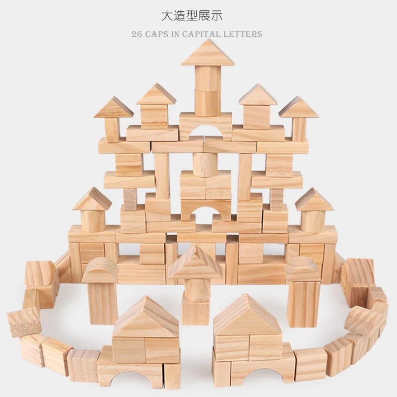 100 шт Детские деревянные строительные блоки, игрушки для детей, креативный деревянный бревно-строительный конструктор для раннего обучения детей, обучающая игрушка