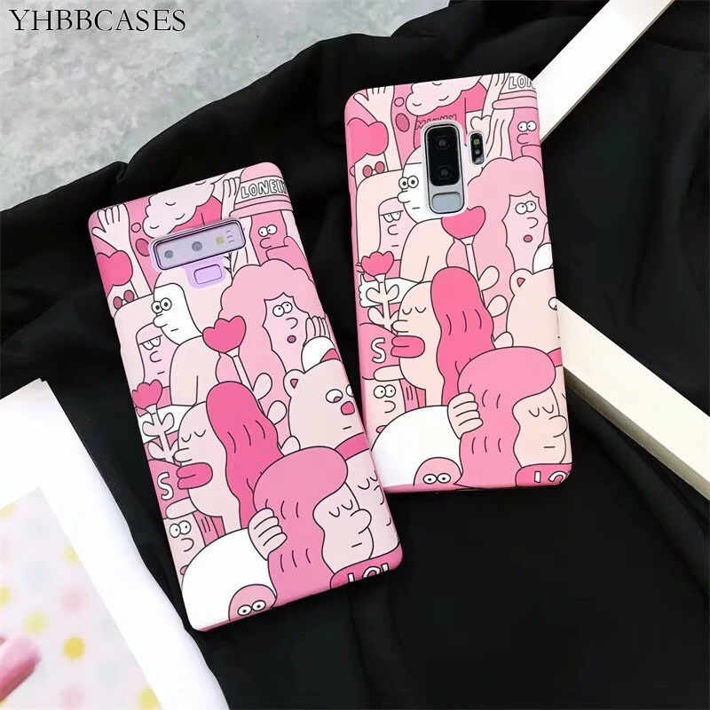 

YHBBCASES For Samsung S8 Plus Cases Fashion Woman Phone Case For Samsung S9 Plus Note 8 Note 9 Pink Hard PC Back Cover Fundas