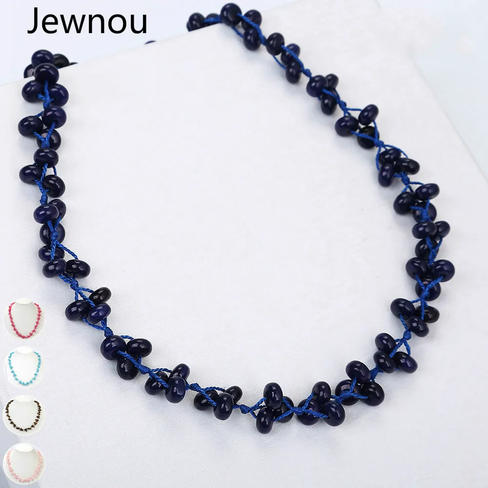 Jewnou Agate Necklace Fashion Lady Crystal Braided Jewelry Statement Natural Personality Stone Bead Exquisite Gift Reiki | Украшения и