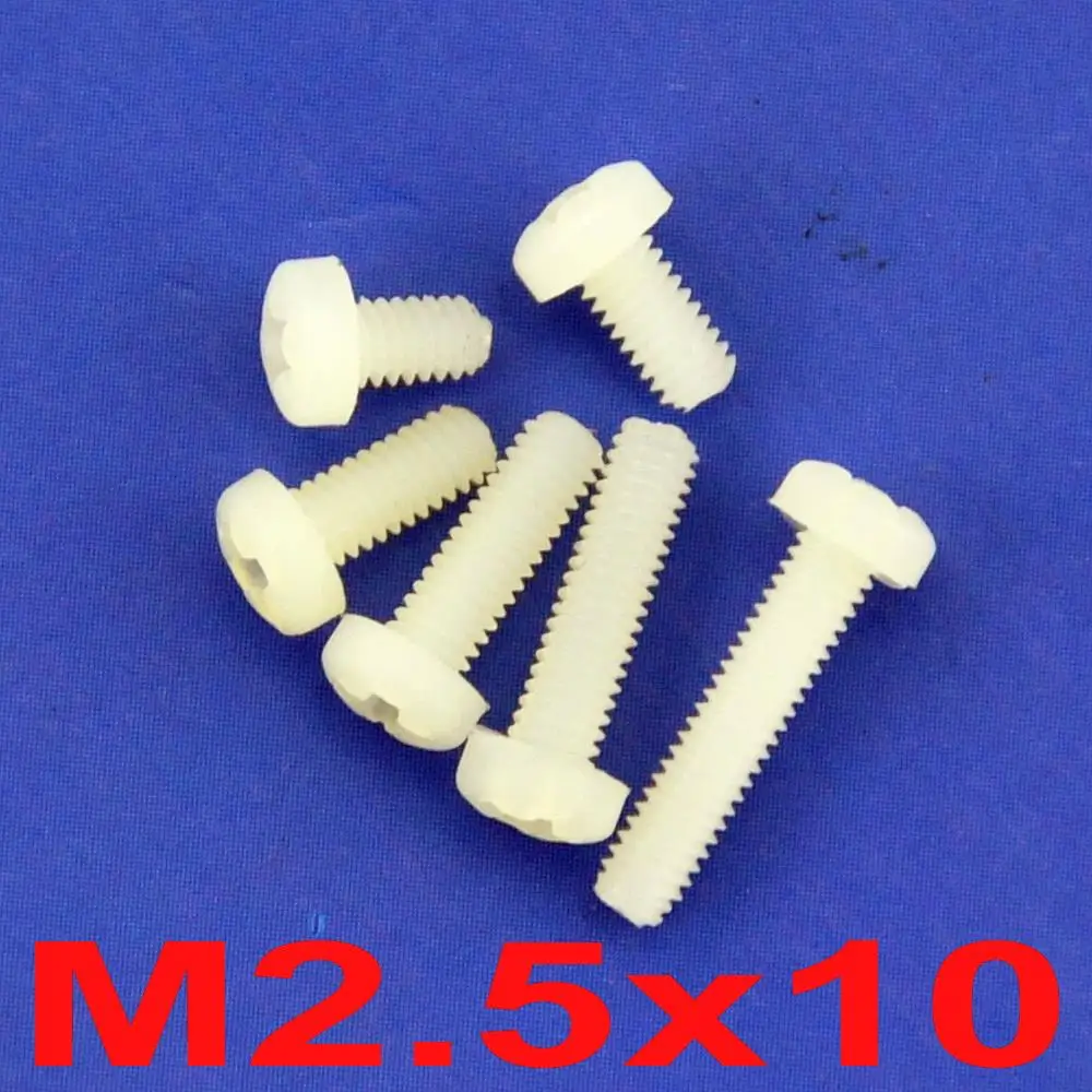 

(100 pcs/lot ) Metric M2.5 x 10mm Nylon Phillips Pan-Header Screw.