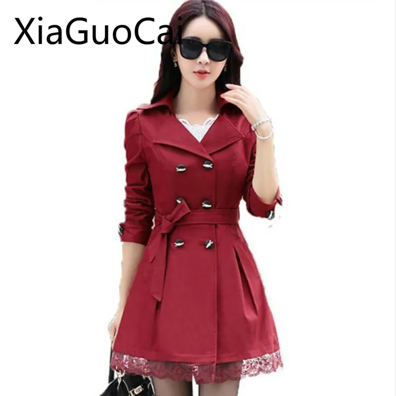 

Brand American Made Slim Women Trench Double Breasted Fashion Coats Spring and Autumn Outwear Casual Trench Drop Shipping 35