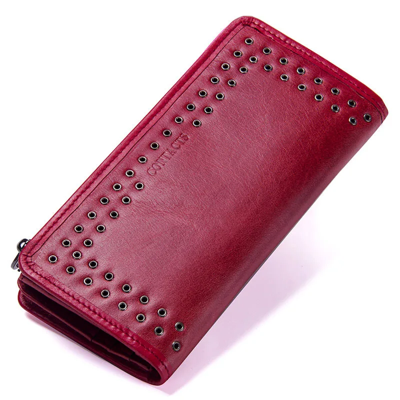 

Contact's New Genuine Leather Wallet For Women Vintage Brand Small Short Ladies Purse Zipper Pocket Coin Organizer Wallets