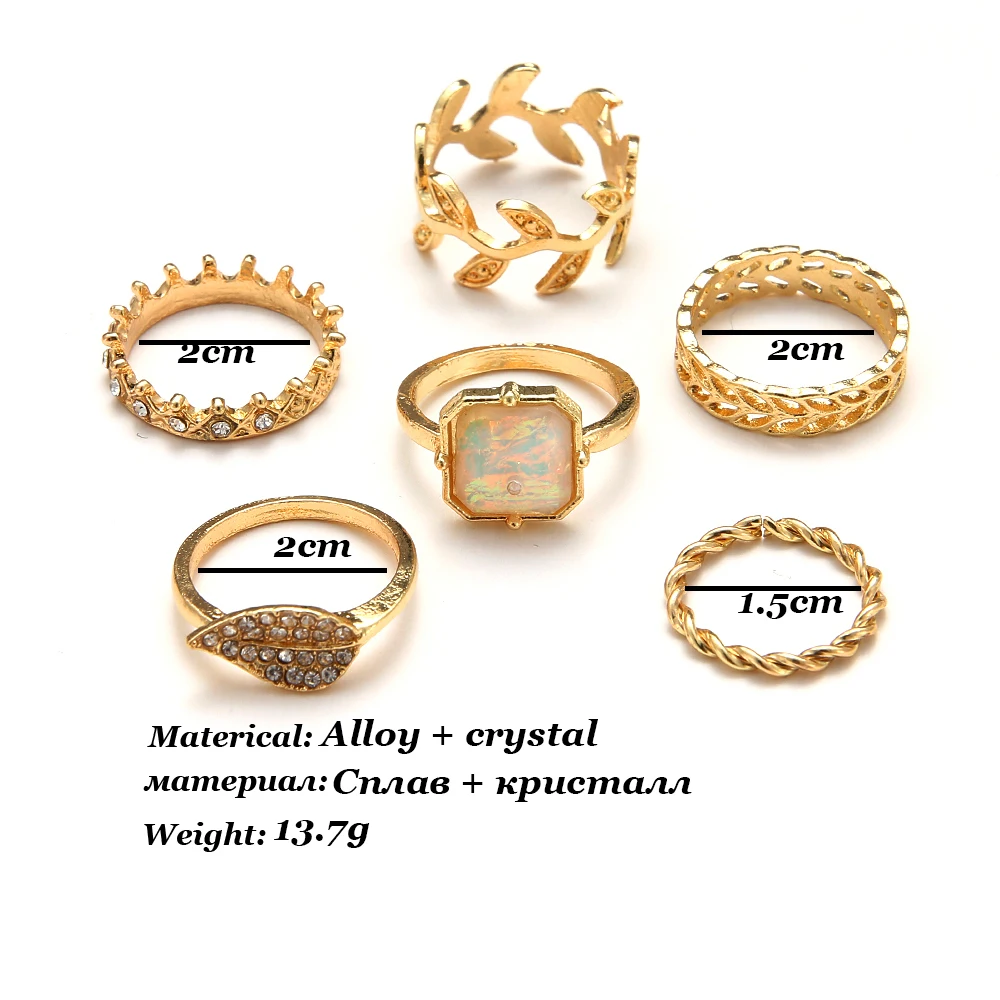 Богемные геометрические Новые Модные Винтажные серебряные золотые наборы колец для женщин женские ювелирные изделия Прямая
