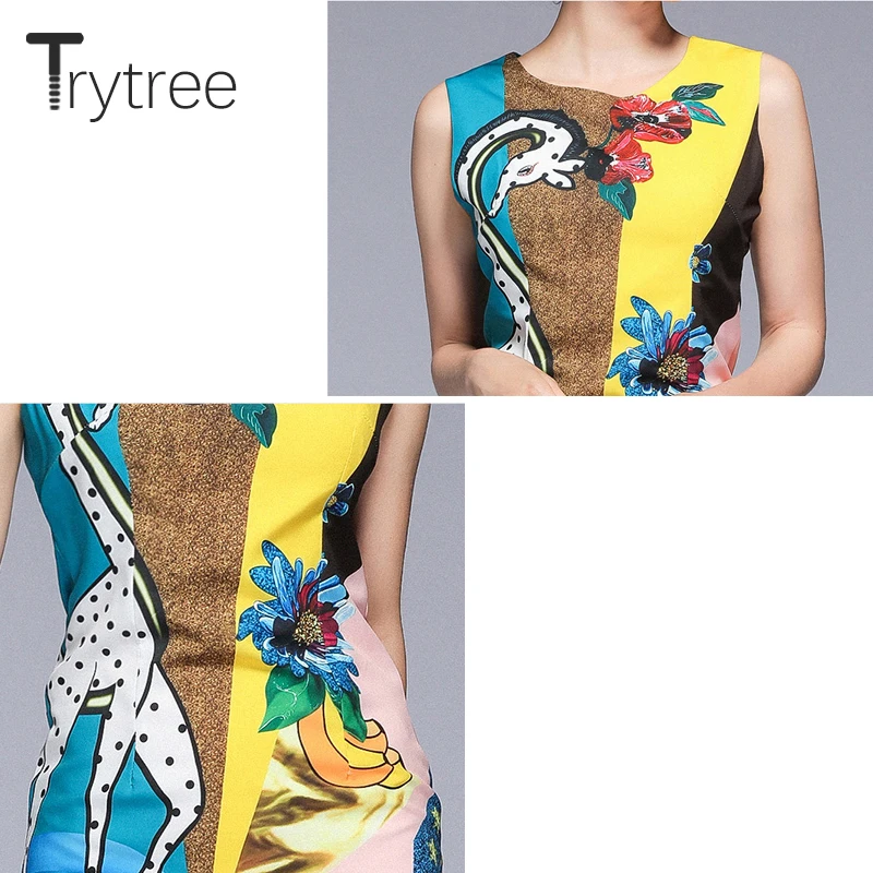 Trytree 2019 летнее уличное разноцветное платье с принтом женские платья круглым