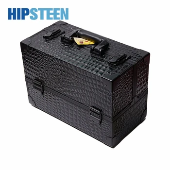 

HIPSTEEN Double Open Type Aluminium Alloy Cosmetics Case Portable Automatic Tray Storage Box - Black
