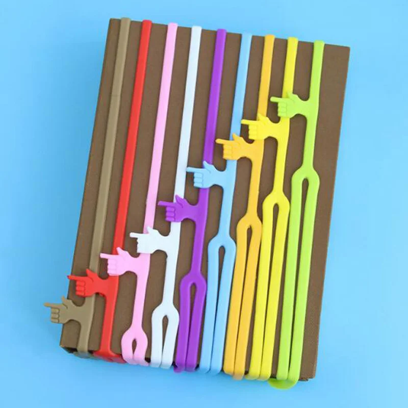 

New 12 Pieces Plastic Colorful Finger Pointing Bookmark Long Book Marks Book Marker Student Christmas Booker Present