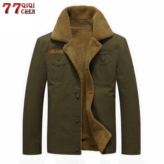 $US $23.38  QIQICHEN Mens Winter Military Bomber Jackets Plus Size M-6XL Thick Fleece Army Tactical Jacket Men 