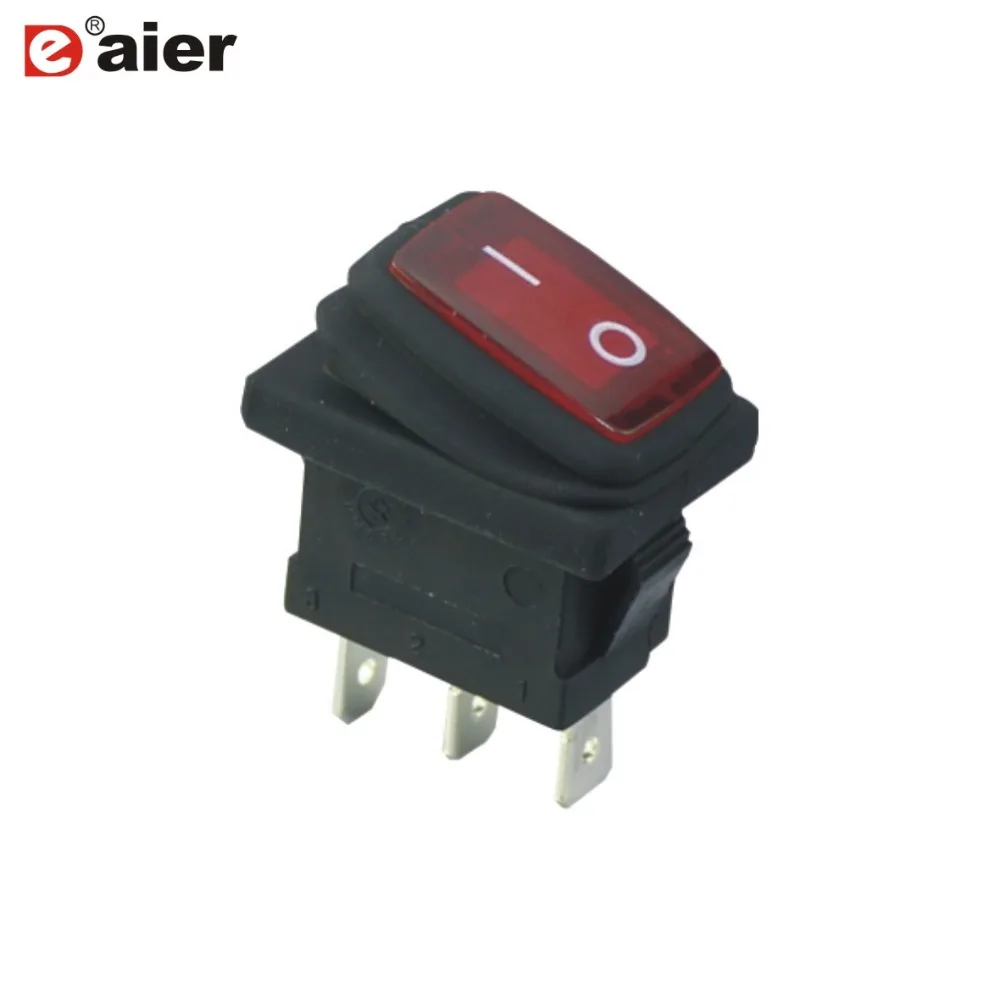 100PCS KCD1-2-101NW 6A 250VAC SPST ON OFF 3 Pin Waterproof Illuminated Rocker Switch With 12V/24V LED