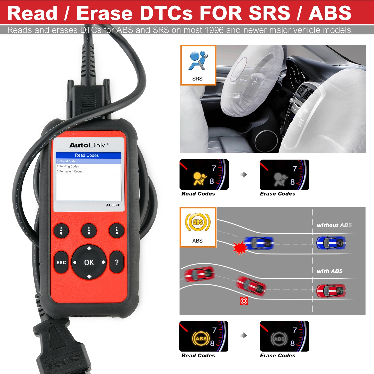 Autel AutoLink AL609P Obd2 сканер диагностический инструмент автомобильный Сканнер для
