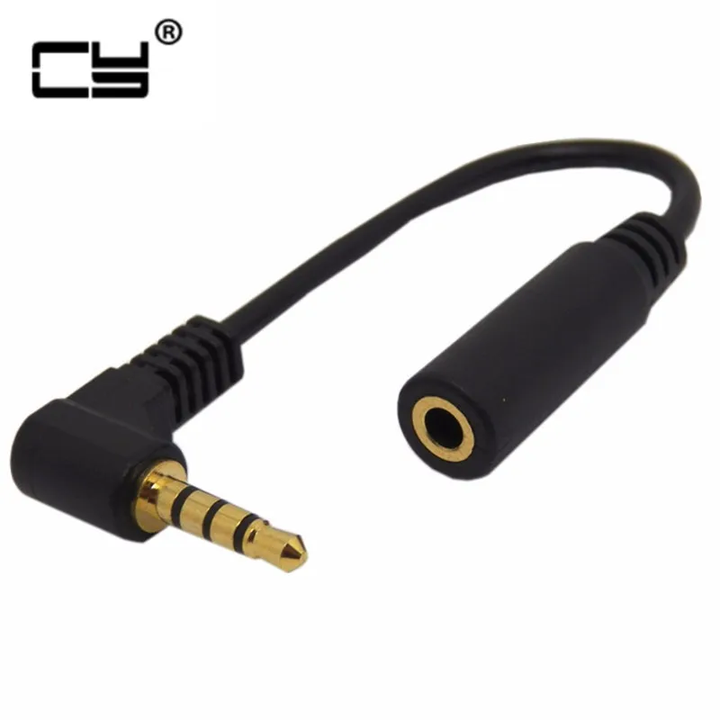 10cm 90 Degree Right Angle 4 Pole TRRS 3.5mm Aux Audio Cable Extender Adapter M/F 3.5mm for PC
