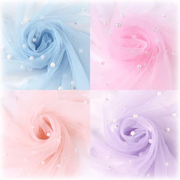 

GLace 2Y/lot soft mesh fabric colourful nail bead fabric for wedding decoration background cloth TX1057