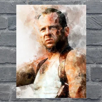 

John McClane Movie Watercolor Poster Art Canvas Painting Home Decor