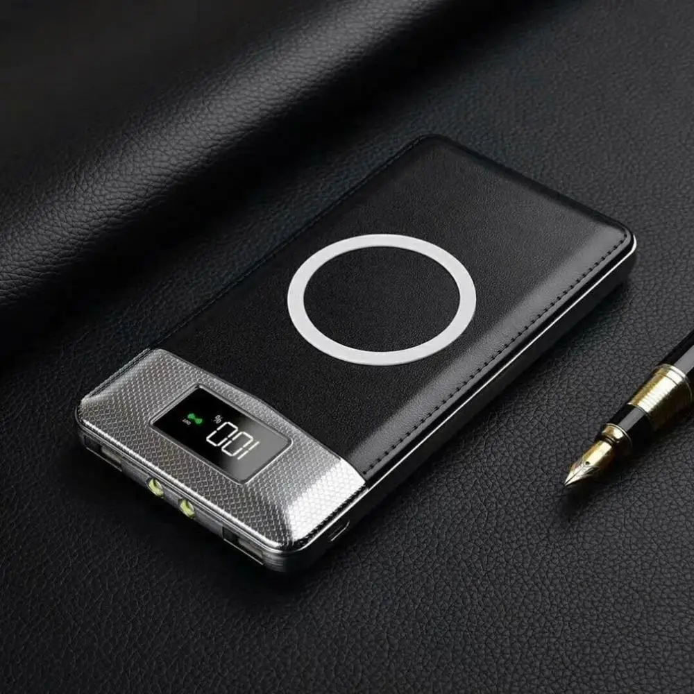 Wireless Charger Power Bank 20000mah Portable Dual USB with Digital Display External Battery Powerbank for iphone X 8