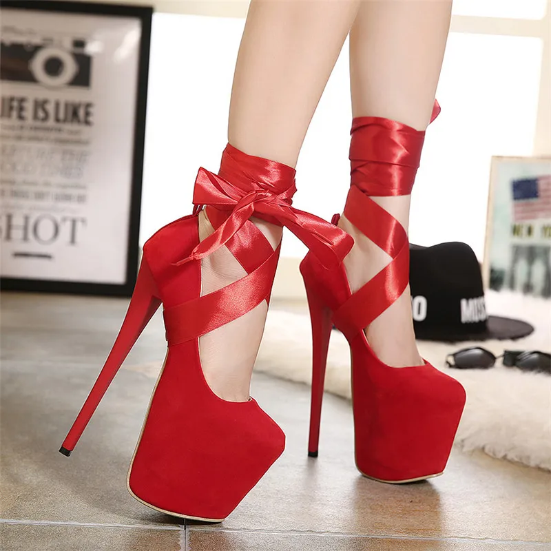 

2019 Women Summer 19cm High Heels Strap Sandals Strap Stiletto Pumps Heels Red Black Korean High Stripper Heels Shoes
