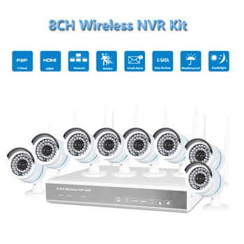 

PUAroom 8CH Outdoor bullet IP Full HD wireless network camera wifi nvr kit with IR LED used in Wireless Security Systems