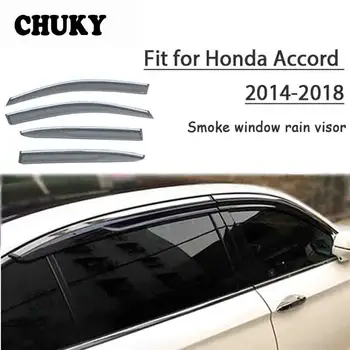 online Chuky 4 Pcs Toldos Abrigos Fumaça Viseiras Da Janela Do Carro Chuva Escudo Do ABS Para Honda Accord 2014 2015 2016 2017 2018 Acessórios