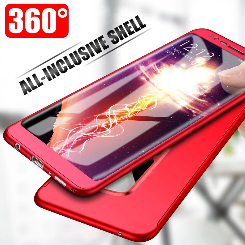 360 Degree Case for Samsung Galaxy A6 A7 A8 A9 Plus Hard PC Case with Glass for Samsung S5 S6 S7 Note 3 4 5 A3 A5