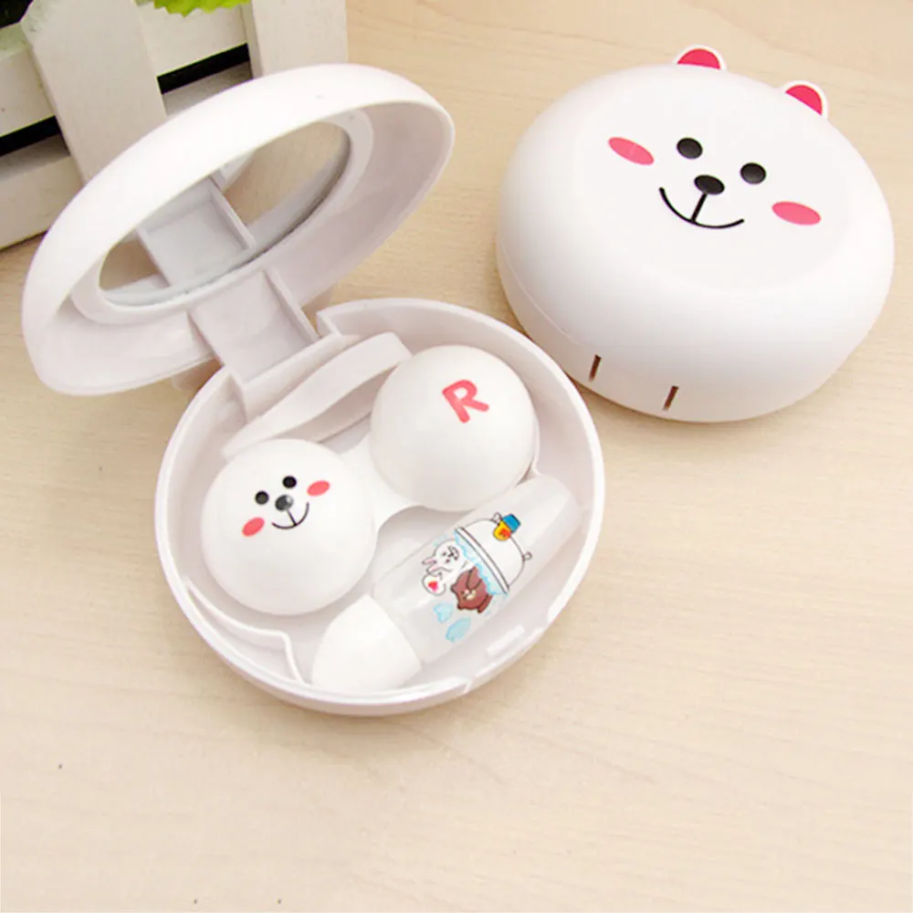 

Plastic Soaking Case Storage Eye Lenses Holder Contact Lens Box Fashion Access Soak Kit Vision Care Travel Kit Bear Mini