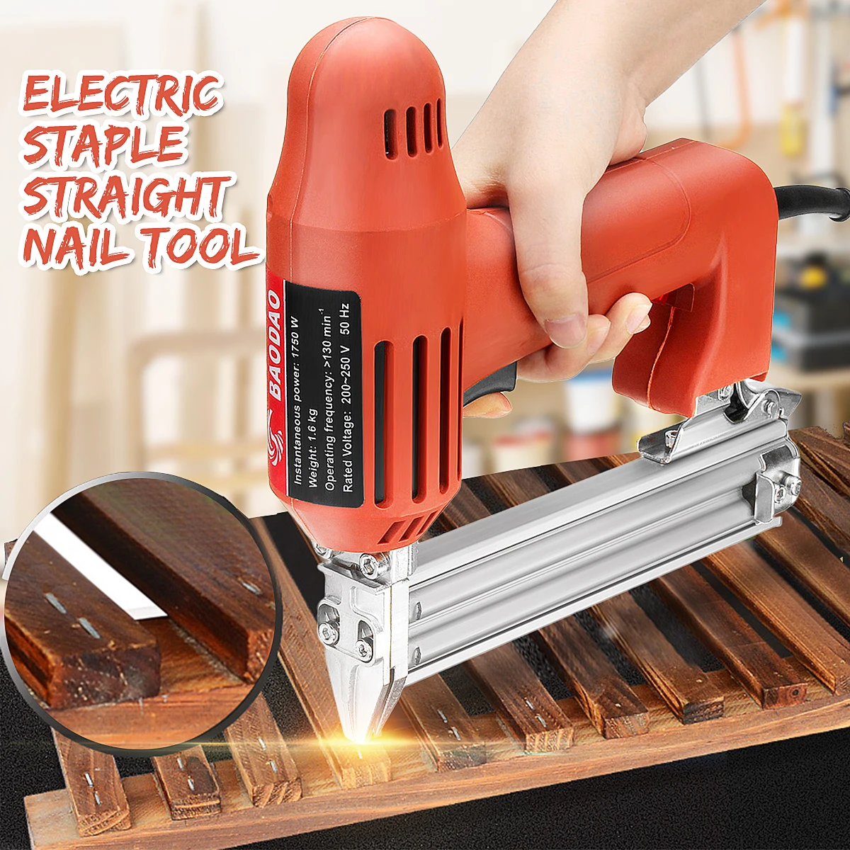 220V 1800W Nail Staple Guns Electric Nailer 10 30mm Straight
