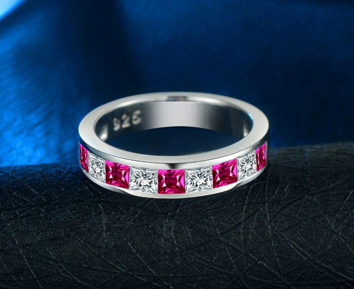 925 silver Ruby wedding band 721