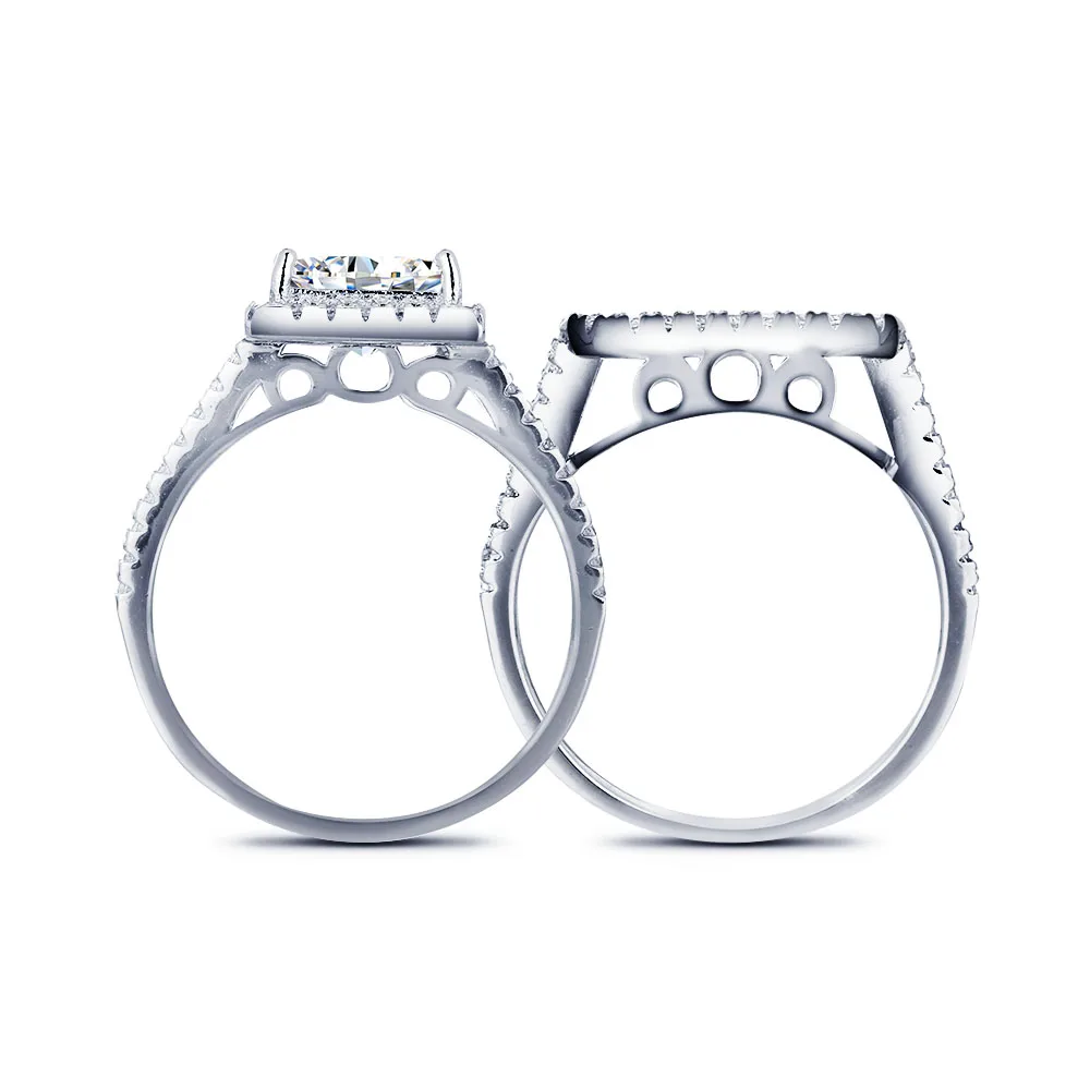 Party Accessories Luxurious Ring Bridal Sets 925 Sterling Silver White Cubic Zirconia Rings For Women New (JewelOra RI101620)