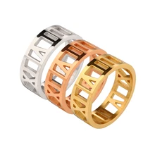 Модные кольца с римскими цифрами, розовое золото, кольца из нержавеющей стали для мужчин и женщин, кольца для влюбленных, ювелирные изделия, аксессуары