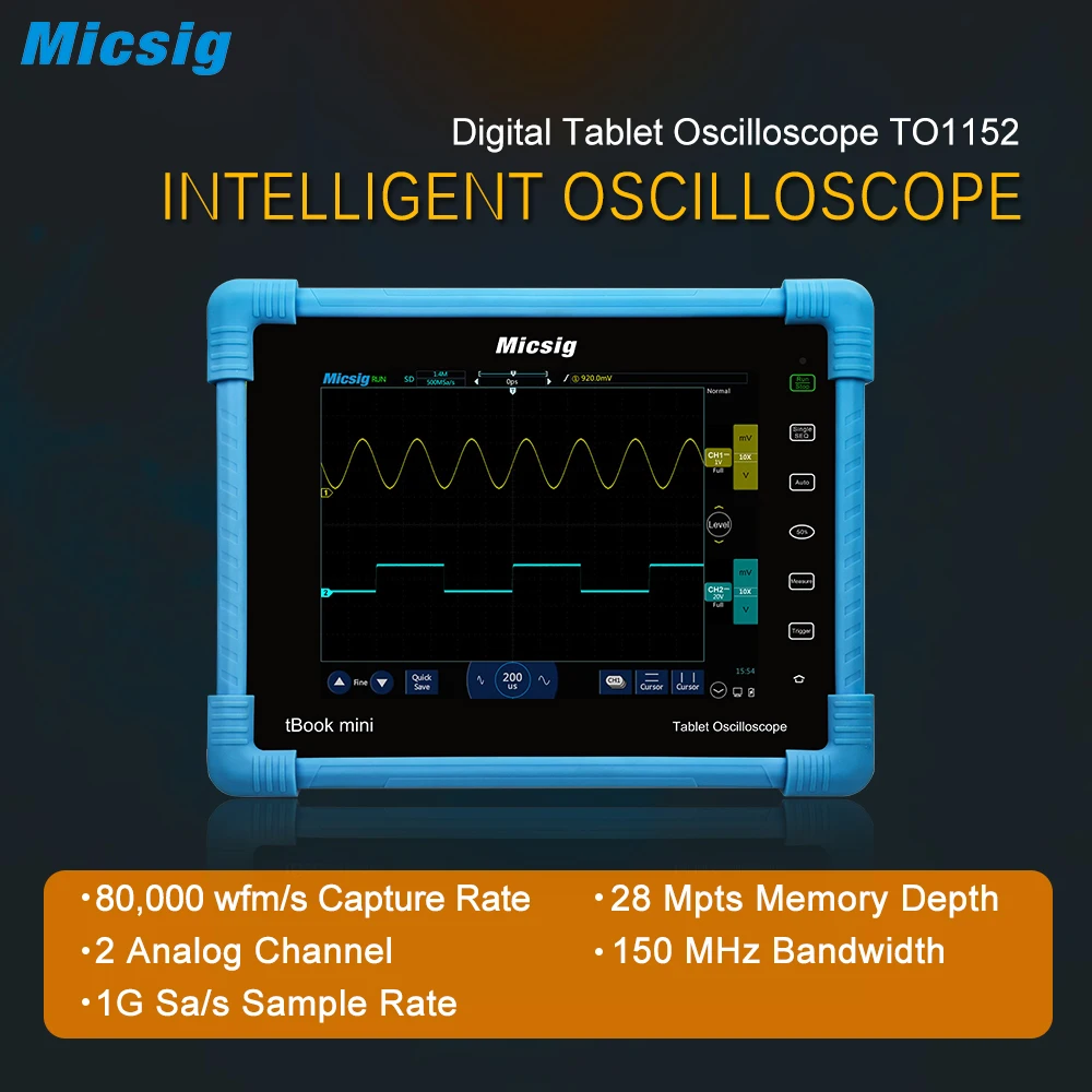 Цифровой планшетный осциллограф Micsig 2017 TO1152 150 МГц 2CH 1G Sa/s частота дискретизации в